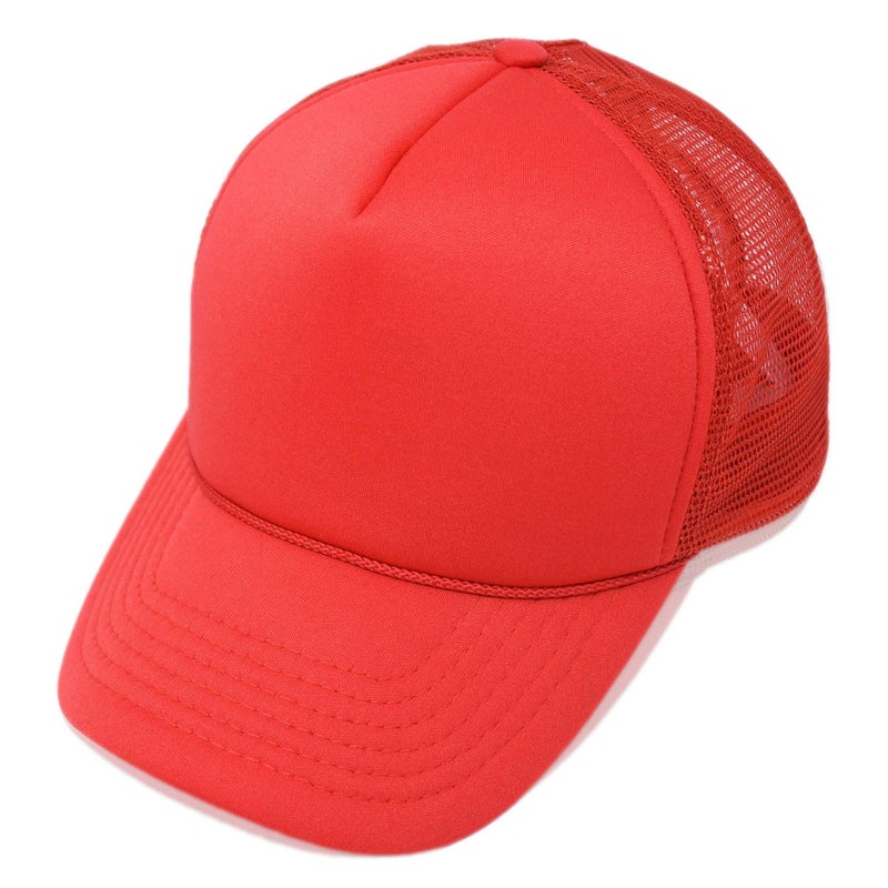 Dalix Blank Hat Summer Mesh Cap in Red Trucker Hat - Image 1